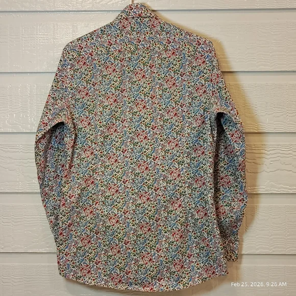 Suitor Easy Care Fitted Floral Print Long Sleeve Button Up Men 38-14 1/2 /32 - Picture 6 of 6